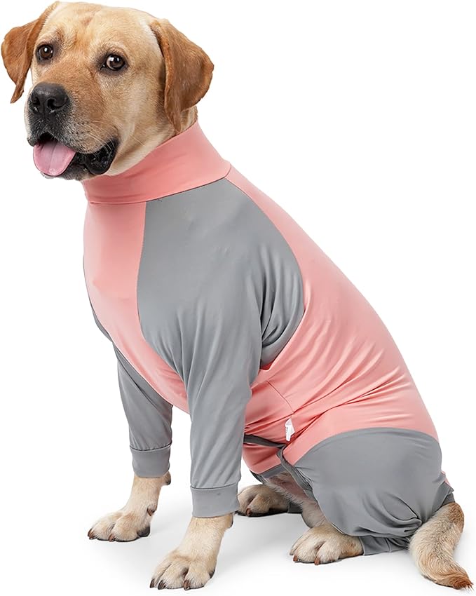 Dog Recovery Suit, Abdominal Wound After Surgery Wear, Prevent Licking Wounds, E-Collar & Cone Alternatives, Long Sleeve Postoperative Shirts Dog Bodysuit Prevent Shedding(Small, Pink)-PurrikoPets
