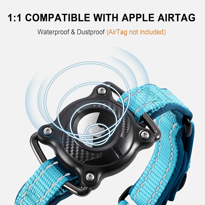 Airtag Dog Collar with Martingale Design, IP68 Waterproof Air Tag Collar Holder, Adjustable Reflective Soft Padded Nylon Dog Collar for Large Medium Small Dogs-PurrikoPets
