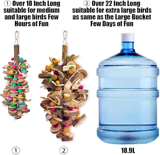 Extra Large Bird Parrot Toys- 21.7 inch Multicolored Natural Wooden Walnut Parrot Chewing Toy Suggested for Macaws cokatoos, African Grey and a Variety of Amazon Parrots. (Large Size)-PurrikoPets