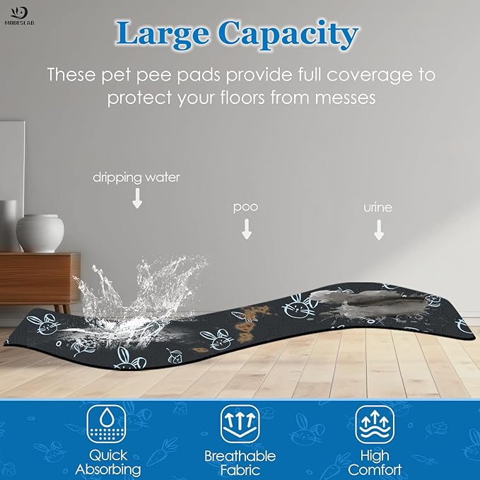 2-Pack Guinea Pig Cage Liner Washable, 36in x 48in Ultra-Absorbent Guinea Pig Bedding for Cage Non-Slip Leak-Proof Pee Pads for Dogs Rabbit Bunny Cat Litter Mat, Navy-PurrikoPets