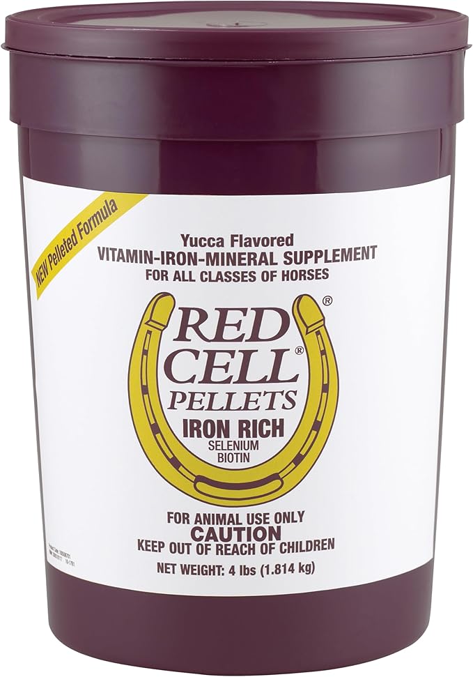 Farnam Horse Health Red Cell Pellets, Vitamin-Iron-Mineral Supplement for Horses, Helps Fill Important Nutritional Gaps in Horse's Diet, 4 lbs., 64-Day Supply-PurrikoPets