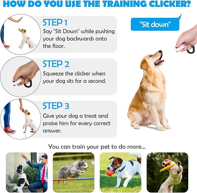 Dog Training Clicker with Wrist Strap - OYEFLY Durable Lightweight Easy to Use, Pet Training Clicker for Cats Puppy Birds Horses. Perfect for Behavioral Training 2-Pack (Red and Blue)-PurrikoPets