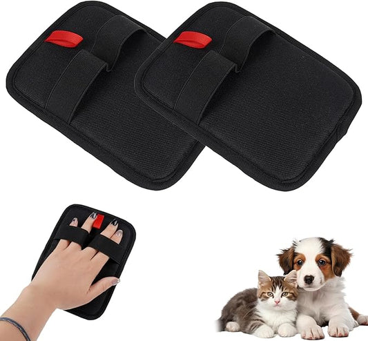 2PCS Electrostatic Pet Grooming Gloves, Reusable Hair Remover for Dog Cat Fur on Clothes Furniture Car Seat/Black-PurrikoPets