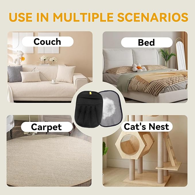 3 Packs Pet Hair Removal Glove,Pet Hair Remover for Cat & Dog,New Upgraded Electrostatic Gloves Pet Hair,Reusable Electro Static Pet Hair Remover Electrostatic Gloves for Furniture,Couch (3 Packs)-PurrikoPets