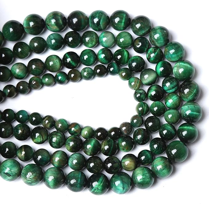 Natural Green Tiger Eye Beads Stone Round Loose Beads Energy Gemstone Healing Power for Jewelry Making 1 Strand 6mm 60pcs 15"