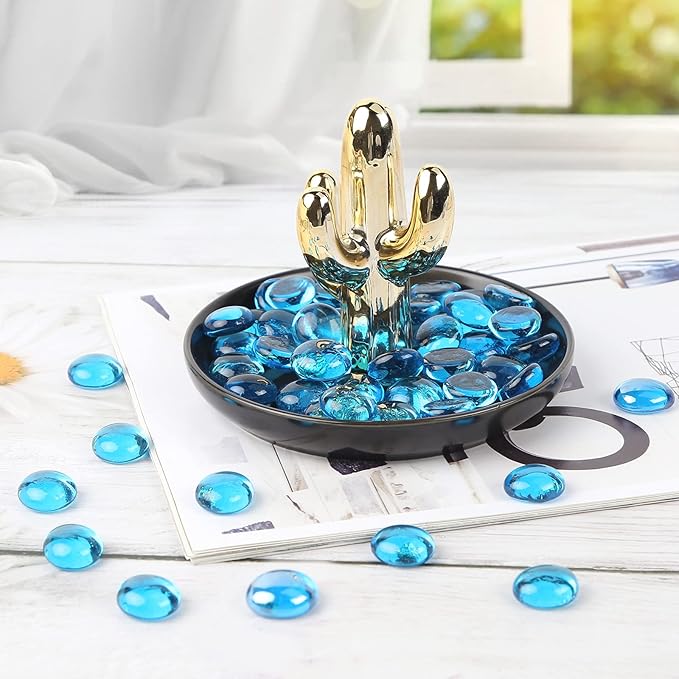 FUTUREPLUSX 1LB Light Blue Flat Glass Marbles, Glass Pebbles Vase Fillers for Centerpieces, Fish Tank for Aquarium Gravel Decor Table Scatter Art Craft-PurrikoPets