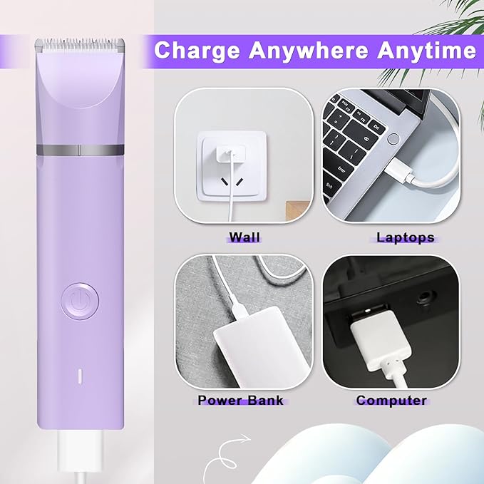 Dog Grooming Clippers Kit-Electric Rechargeable Cat Trimmer Tools-Cordless Quiet Pet Nail Paw Grinder-4 in 1 Multifunctional Low Noise Shaver-Razor for feet Face Ears Toenail Eye-PurrikoPets