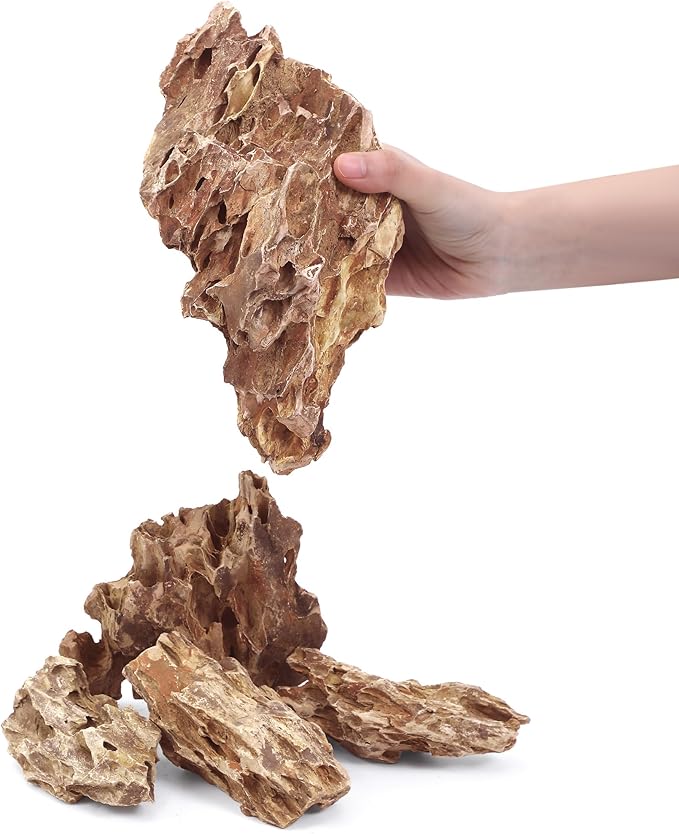 2-8 Inches Natural Dragon Stone 5 PCS Aquarium Rocks for Aquascaping, Aquarium Landscaping, Terrariums, Fish Tank Decoration, Vivariums, Paludarium, Reptile and Amphibian Enclosures-PurrikoPets