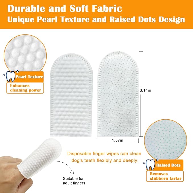 Dog Dental Wipes, Pet Dental Finger Wipes for Dogs & Cats, Dog Teeth Cleaning Wipes, Reduce Plaque & Tartar Buildup, Fresh Breath, Protect Gums, Dog Ear Cleaner Wipes Remove Wax, Coconut Scent, 50Pcs-PurrikoPets