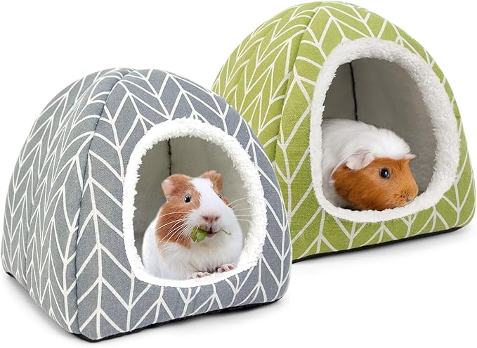 2 Pack Guinea Pig Hideout Bed Rabbit House Cave Accessories Cozy Hide-Out for Bunny Hedgehog Ferret Chinchilla&Other Small Animals-PurrikoPets