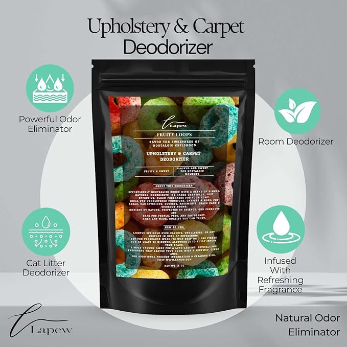 Fruity Loops Carpet Freshener Powder: Powerful Odor Eliminator for Home, Upholstery Deodorizer, Carpet Deodorizer, Pet Urine, Cat Litter Box - Fruity Loops Fragrance.-PurrikoPets