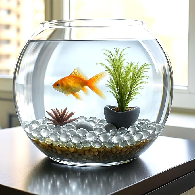 FUTUREPLUSX 1LB Clear Flat Glass Marbles, Vase Filler Glass Pebbles Floral Beads Table Aquarium Gravel Decoration DIY Craft-PurrikoPets