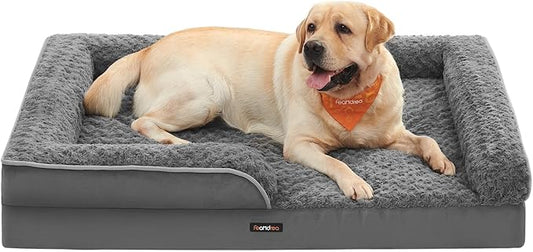 Feandrea Orthopaedic Dog Bed for Large Dogs, Waterproof Dog Sofa Bed with Removable Washable Cover, 36 x 27 x 6.5 Inches, Slate Gray UPGW252G02-PurrikoPets