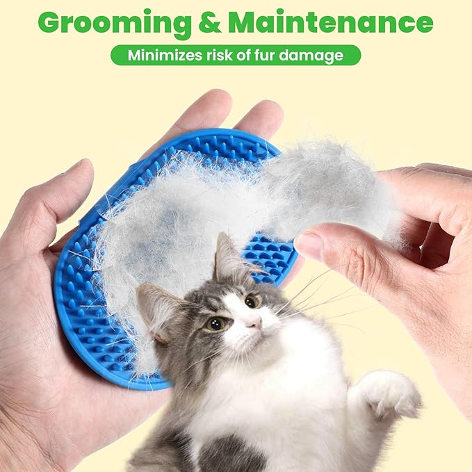 4Colors Cat Self Groomer for Indoor Cats, Wall Mounted Silicone Self Grooming Cat Brush for Long Short Hair, Cat Face Scratchers Cat Corner Massage Comb for Kitten Sofa Chair Leg Scratching Post Cover-PurrikoPets