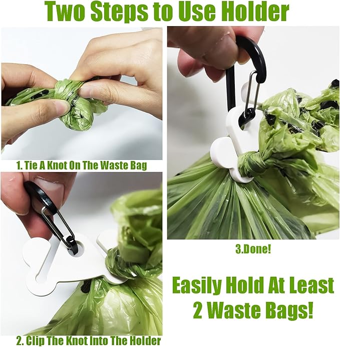 2Packs Dog Poop Bag Holder for Leash Attachment Dog Poop Bag Dispenser Dog Waste Bag Dispensers Dog Poop Bag Holders Fit Dog Leash Accessory With Hand Free Holder Carriers, Black-PurrikoPets