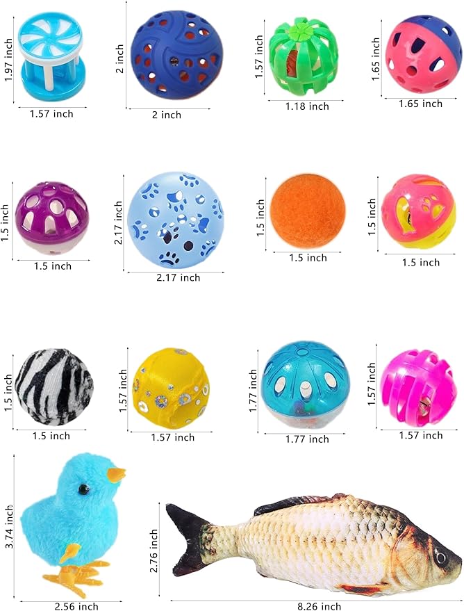 19-Piece Cat Toy Variety Pack for Kittens and Indoor Cats (1.5'' - 8.3'', Cat Toys Pro Collection)-PurrikoPets