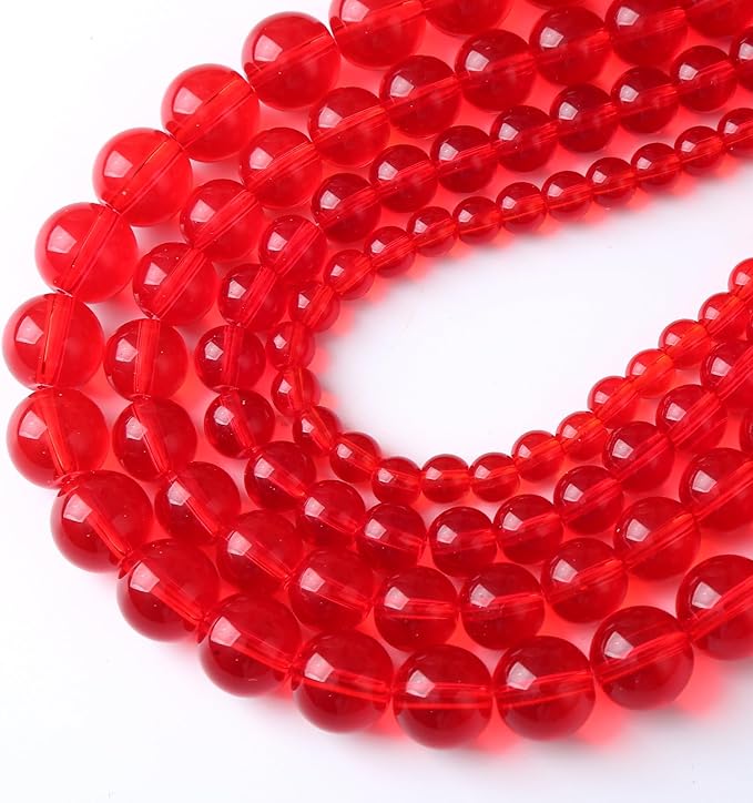 10mm 76pcs Red Glass Crystal Beads Stone for Jewelry Making Crystal Energy Healing Power Beads DIY Bracelet Necklace Accessories (Red Glass, 10mm)