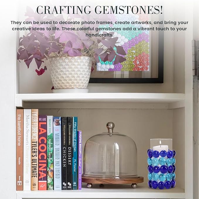 FUTUREPLUSX 0.97 pounds, Flat Glass Marbles, Blue Mixed Gemstone Vase Fillers Beads Decorative Glass Pebbles Floral Fish Tank Rocks for Vases Table Scatter Aquarium Decor-PurrikoPets