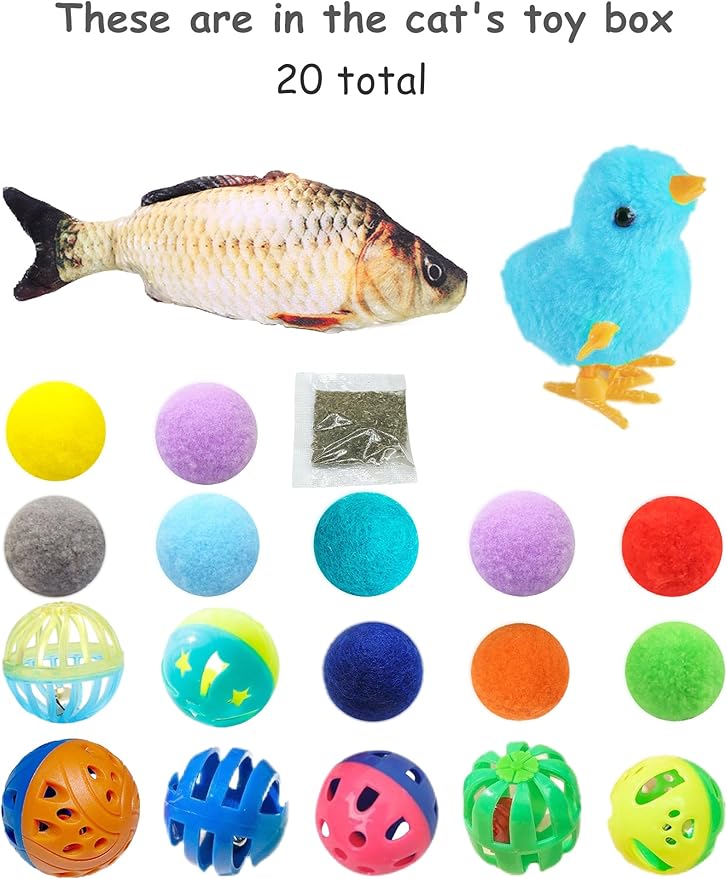 19-Piece Cat Toy Variety Pack for Kittens and Indoor Cats (1.5'' - 8.3'', Cat Toys Pro Collection)-PurrikoPets
