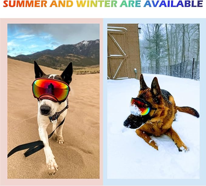 Dog Sunglasses, Large, UV Protection, Adjustable Strap, Soft Foam, Black-PurrikoPets