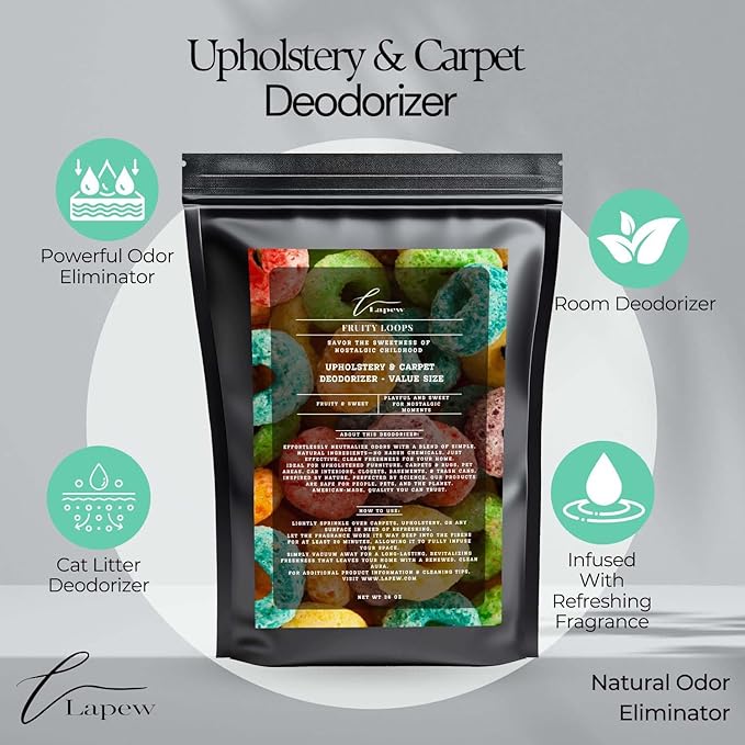 Fruity Loops Carpet Freshener Powder Refill 36 oz | Powerful Odor Eliminator for Home | Upholstery Deodorizer | Carpet Deodorizer | Pet Urine | Cat Litter Box-PurrikoPets