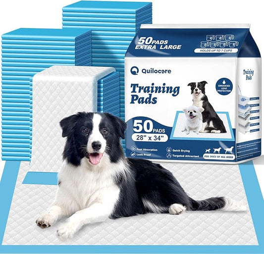 50 Count 28” x 34” XL Disposable Dog Pee Pads, Super Absorbent Leakproof Quick Drying Puppy Pee Pads for Dogs, Extra Large Disposable Dog Training Pads-PurrikoPets