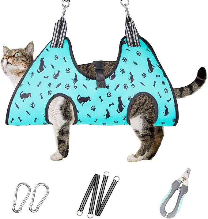 Dog&Cat Grooming Hammock - Pet Harness for Grooming Nail Trimming (XS 15lb), Dog Sling for Nail Clipping, Dog Hanging Holder for Cutting Nail with Nail Clippers-PurrikoPets