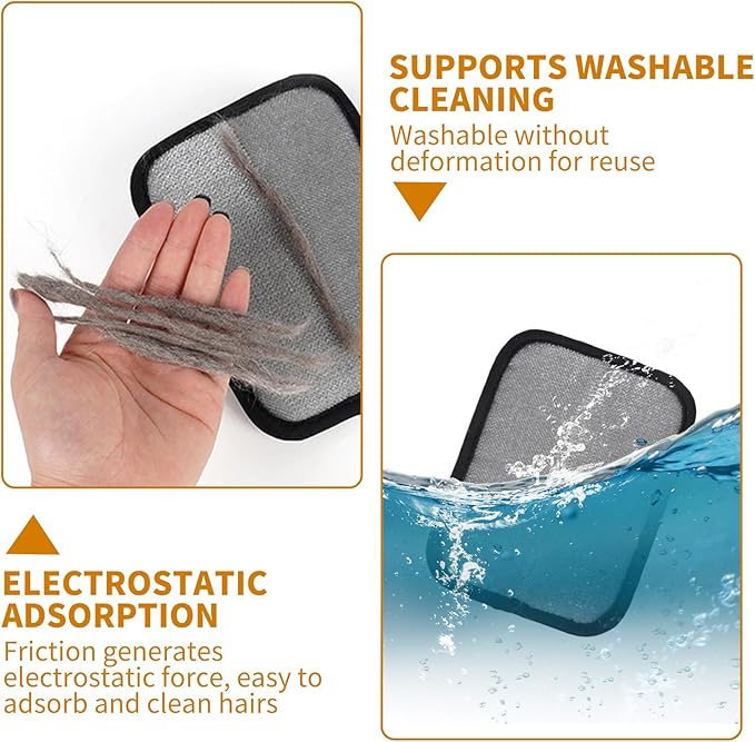 2PCS Electrostatic Pet Grooming Gloves, Reusable Hair Remover for Dog Cat Fur on Clothes Furniture Car Seat/Black-PurrikoPets