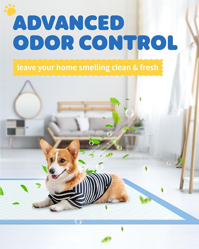 150-Pack Large Puppy Pads - 22'' x 22'' Pee Pads for Dogs Potty Training with Leak-Proof Quick-Dry Design, 6-Layer Dog Pads Large, Blue-PurrikoPets