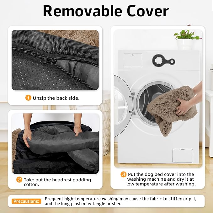 GGIB Calming Dog Bed Fluffy Plush Dog Mat for Furniture Protector with Removable Washable Cover for Large Medium Small Dogs and Cats (Extra Extra Large, Camel)-PurrikoPets