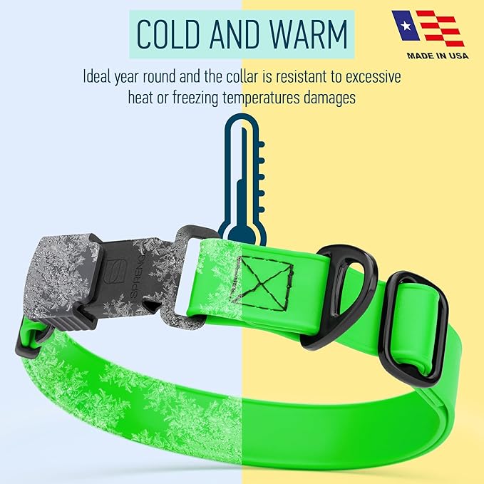 Dogline Biothane Waterproof Dog Collar with Herm Sprenger Black Stainless Steel Quick Release Buckle – Heavy Duty Tactical Durable Collar for Dogs – Comfortable and Safe Pet Collar W 1" L 15-25" Green-PurrikoPets