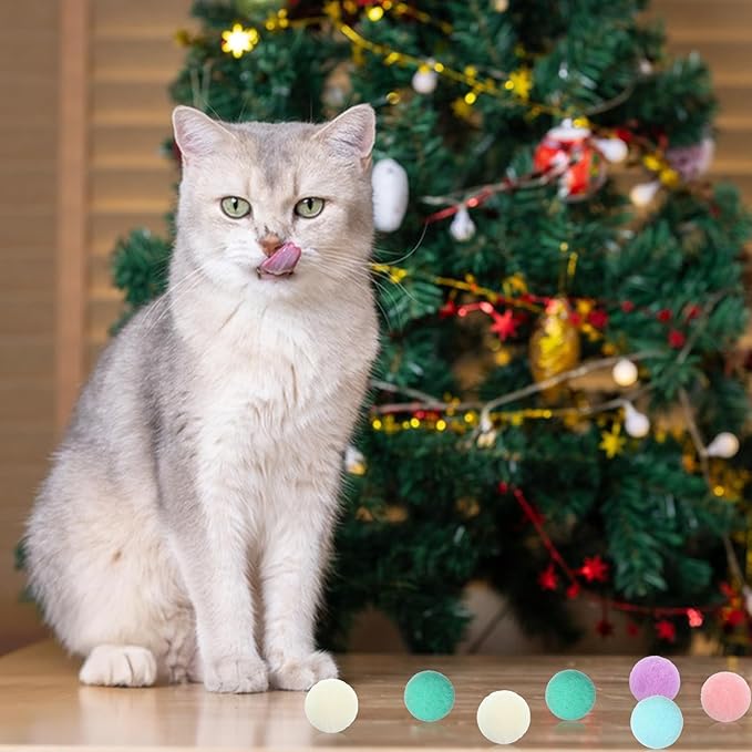 50 Pcs Cat Toy Balls 1.2-inch Colorful Cat Pom Pom Balls Soft Interactive Kitten Ball Cats Exercise Toys Fuzzy Kitten Interactive Playing Quiet Toy for Cats Pet-PurrikoPets