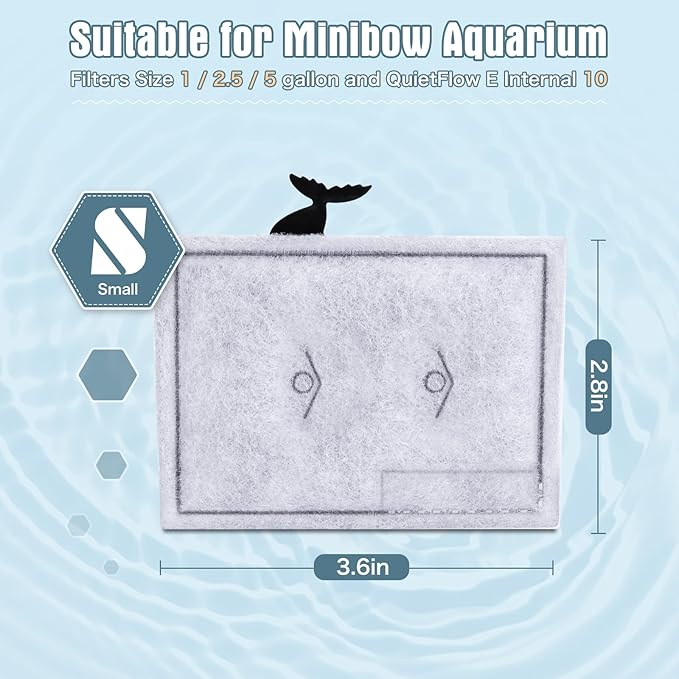 6 Packs Small Filters Cartridges Compatible with Aqueon Small Filter Carbon Filter Cartridge Compatible with Aqueon QuietFlow E Internal Power Filter 10 and 1/2.5/5 Gallon Minibow Aquarium Filters-PurrikoPets