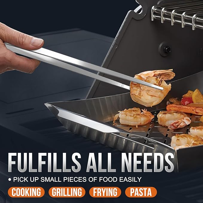 16 Inch long Kitchen Tweezers - 2 Pack large Tweezer Tongs for Cooking, Heavy Duty Stainless Steel Heat Resistant 600°F Food tweezers, Dishwasher safe-PurrikoPets