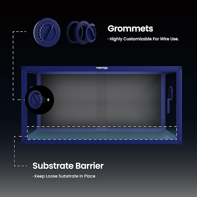 50 Gallon Bearded Dragon Tank, Reptile Enclosure for Easy Maintenance, Front Opening Reptile Tank with Top Screen Ventilation & Glass Sliding Door 36''x18''x18''-PurrikoPets