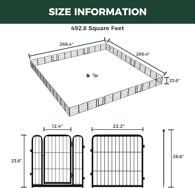 FXW Rollick Unleashed Dog Playpen for Indoor, Yard, RV Camping, 24 inch 48 Panels for Small and Puppy Dogs, Black│Patented-PurrikoPets