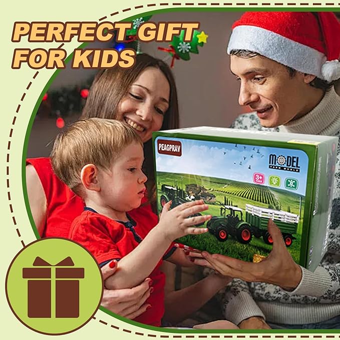 Farm Tractor Toys Set Bale Haying Round Baler with Barn Farmer,Cow,Farm Tools,Tree Farm Tractor Pla yset for Kids Toddler Boys Girls Ages 3-7 Years-PurrikoPets