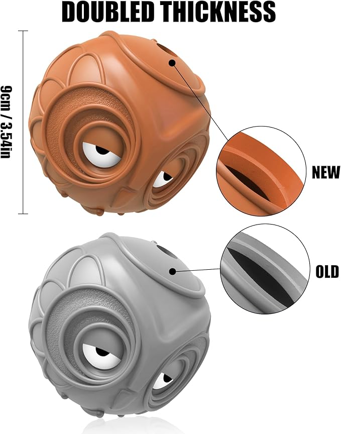 Giggle Ball for Dogs Owl Dog Toys for Aggressive Chewers Medium Large Dogs Fun Gift for Dog Natural Rubber Herding Ball for Dogs Cute Owl Hoot Brown New-PurrikoPets