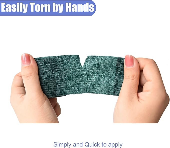 9 Pack 2" x 5 Yards Self Adhesive Bandage Wrap Self Stick Wrap for Ankle, Wrist, Finger, Sports, Breathable Cohesive Vet Tape for Pets (Dark Green)-PurrikoPets