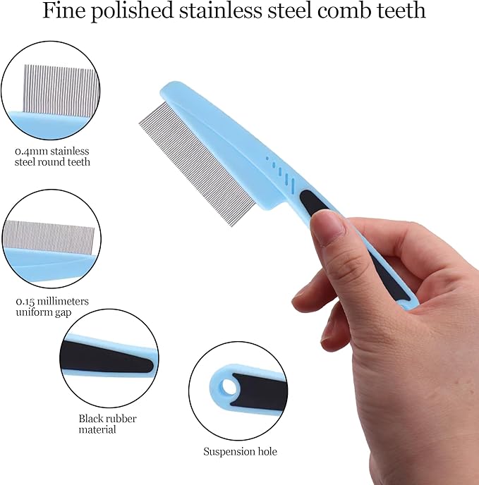 Electrostatic Pet Hair Remover Glove, Reusable Pet Hair Removal Glove for Dog & Cat Grooming, Double Sided Static Pet Hair Fur Remover Gloves for Clothing, Couch, Car Seat (2 gloves+1 flea comb)-PurrikoPets