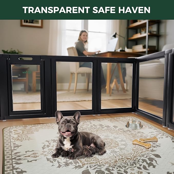FXW AuraSpace Acrylic Indoor Unleashed Dog Playpen for Small and Medium Dogs, 30 Inch, 10 Panels, Black-PurrikoPets