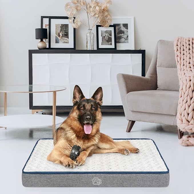 EMPSIGN Reversible Cool and Warm Dog Bed for Crate Pad, Pet Beds with Washable and Removable Cover, Dog Crate Beds Sleeping Mats, Beds for Dogs Crate for Large Medium Small Dogs, Grey-PurrikoPets