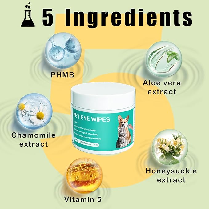 Dog Eye Wipes Gently Remove Tear Stain Eye Debris for Dogs &Cats Pet Grooming Kit Care Wash Cleaner for Eyes Wrinkle Face 100pcs Unscented-PurrikoPets