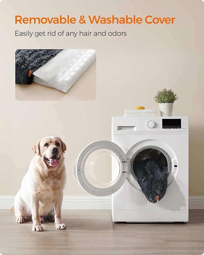 Feandrea Dog Bed, Orthopaedic Dog Sofa Bed for Medium and Large Dogs, Waterproof Ped Bed with Removable Washable Cover, 42 x 31.5 x 9 Inches, Dark Gray UPGW233G02-PurrikoPets