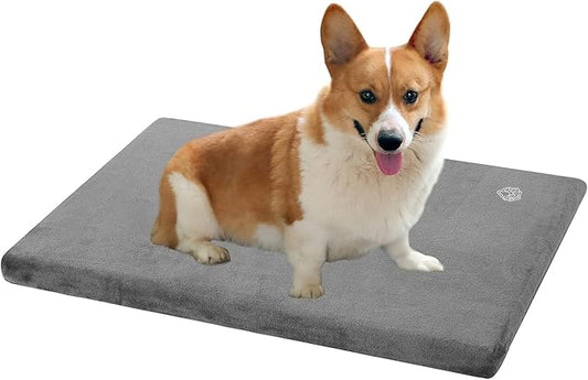 EMPSIGN Stylish Dog Bed Mat Dog Crate Pad Mattress Reversible (Cool & Warm), Water Proof Linings, Removable Machine Washable Cover, Firm Support Pet Crate Bed for Small to XX-Large Dogs, Grey-PurrikoPets