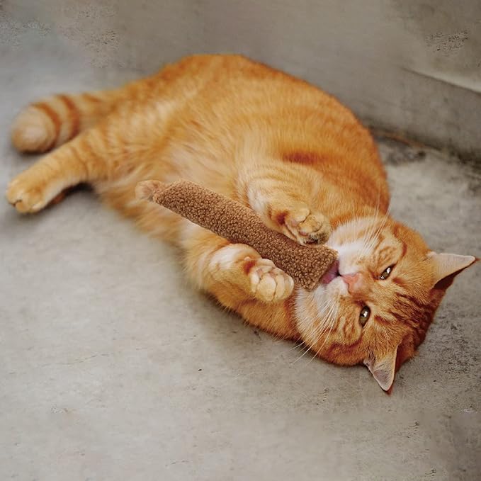 2 Pack Natural Interactive Catnip & Silvervine Cat Kicker with Tail, Bite Resistant Chew Toy, Crinkle Kicker, Accessories for Indoor Cat, Sherpa Material-PurrikoPets