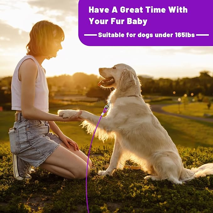 Dog Tie Out Cable 10/15/20/25/30 FT Runner for Yard Steel Wire Cable with Durable Superior Clips Purple Chains for Outside Dog Lead for Large Up to 165 Lbs-PurrikoPets