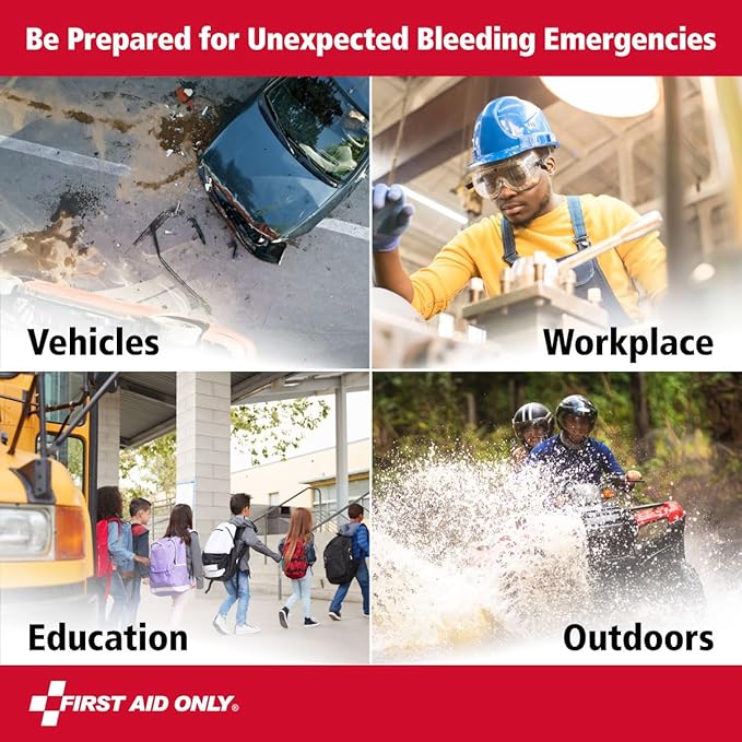 First Aid Only 91137 Critical Essentials Bleeding Control Kit for Chest, Limb & Torso Wounds, 10 Pieces-PurrikoPets