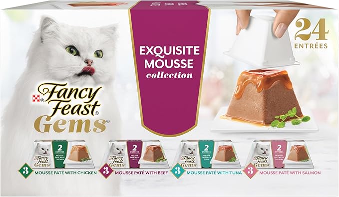 Fancy Feast Gems Pate Cat Food Mousse and a Halo of Savory Gravy Wet Cat Food Variety Pack - (Pack of 12) 4 oz. Boxes-PurrikoPets