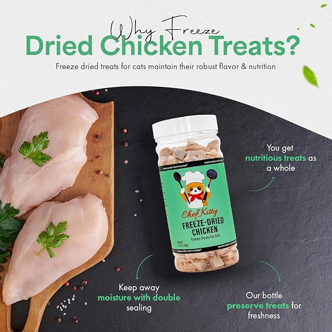 Freeze-Dried Chicken Treats for Cats & Dogs – 100% Human Grade, Single Ingredient, High-Protein, Healthy Snack – No Additives or Preservatives – 3.5oz - Inspected & Tested in USA-PurrikoPets